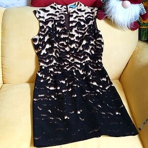 Antonio Melani black cream brown multi dress, size 14.